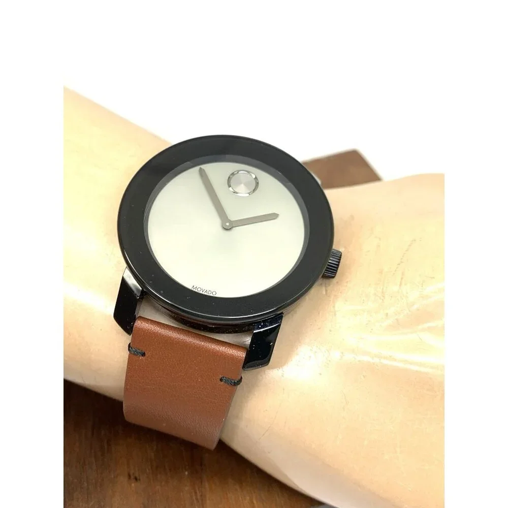 Movado Men's Watch 3600442 Bold Swiss Quartz Gray Dial 42mm Brown Leather Strap